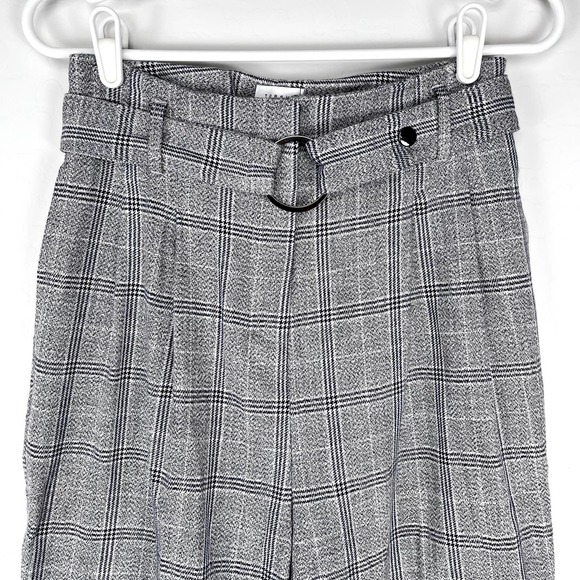 Topshop Window Pane Plaid Belted Cropped Straight Leg Trouser Pants Size 6 - Picture 2 of 13
